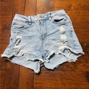 Refuge Light Blue Distressed Jean Shorts